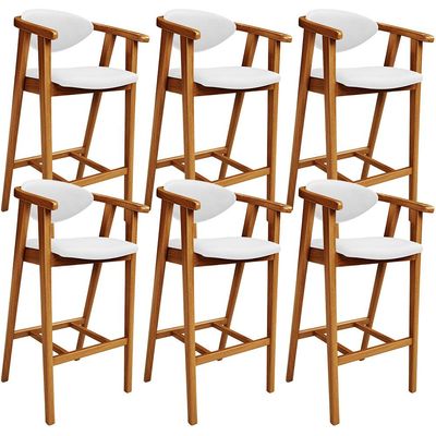 Kit 06 Banquetas Alta Para Cozinha Bancada Bar Sala de Jantar Fixa Cecília L02 Facto Branco - Lyam