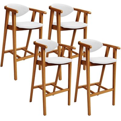 Kit 04 Banquetas Alta Para Cozinha Bancada Bar Sala de Jantar Fixa Cecília L02 Facto Branco - Lyam