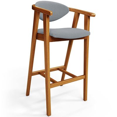 Kit 03 Banquetas Alta Para Cozinha Bancada Bar Sala de Jantar Fixa Cecília L02 Bouclê Cinza - Lyam