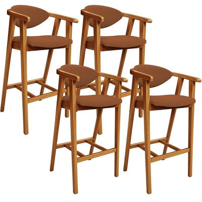 Kit 04 Banquetas Alta Cozinha Bancada Bar Sala de Jantar Fixa Cecília L02 Bouclê Terracota - Lyam