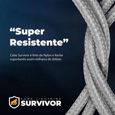 Cabo Lightning / Tipo C - Survivor - Branco - 1,5M  no Atacado - Caixa Fechada 10 Unidades - Gshield