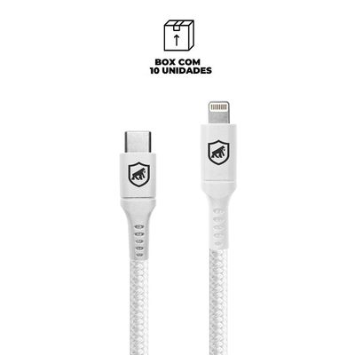 Cabo Lightning / Tipo C - Survivor - Branco - 1,5M  no Atacado - Caixa Fechada 10 Unidades - Gshield
