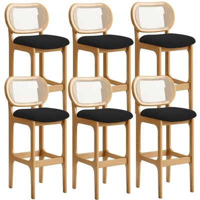 Kit 06 Banquetas Altas Para Cozinha Bancada Sala Tela Betta Fixa L02 Bouclê Preto - Lyam