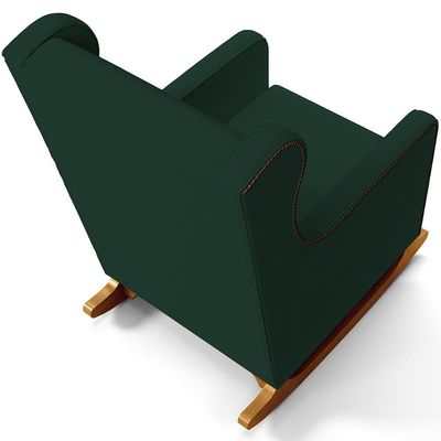 Poltrona de Amamentação com Balanço Mavie L02 Suede Verde Musgo - Lyam Decor