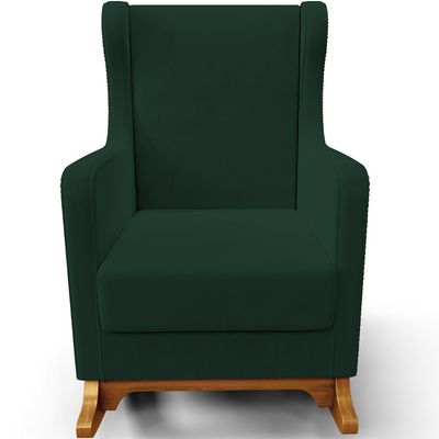 Poltrona de Amamentação com Balanço Mavie L02 Suede Verde Musgo - Lyam Decor
