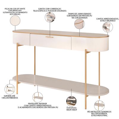 Aparador Para Sala De Estar Orgânico Industrial Beca D05 Off White - Lyam Decor