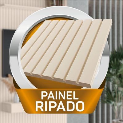 Painel Para Tv Até 55 Polegadas Ripado Com Prateleira Arbo 1,35x2,40m Off White Edn Off White