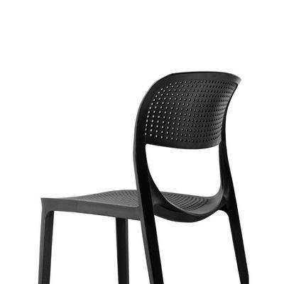 Conjunto 4 Cadeiras Zoe Polipropileno Preta Moderna Mobília Prata