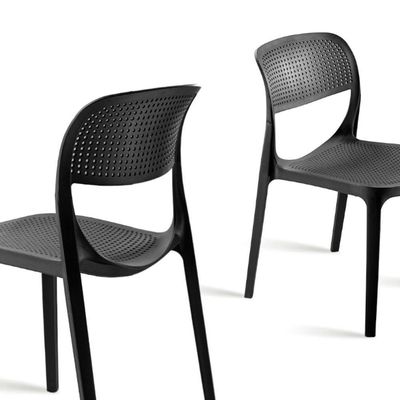 Conjunto 4 Cadeiras Zoe Polipropileno Preta Moderna Mobília Prata