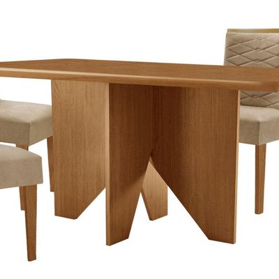 Mesa Evora 120 Mdf Canto Copo E Com 4 Cadeiras Safira Turim 07-naturalle-naturalle