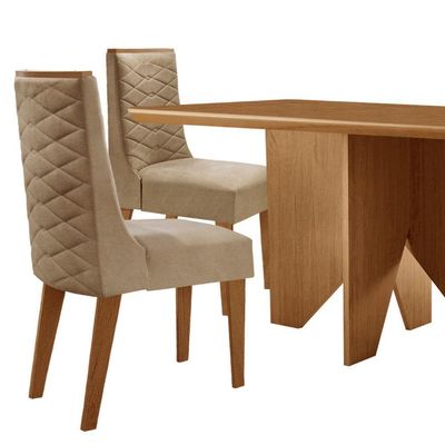 Mesa Evora 120 Mdf Canto Copo E Com 4 Cadeiras Safira Turim 07-naturalle-naturalle