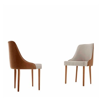 Conjunto Com 2 Cadeiras Esmeralda Em Madeira Maciça Moderna Linho Off/star Caramelo