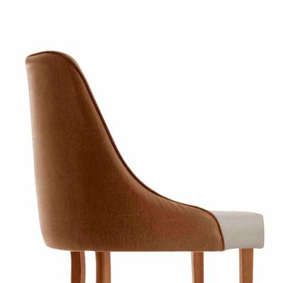 Conjunto Com 2 Cadeiras Esmeralda Em Madeira Maciça Moderna Linho Off/star Caramelo