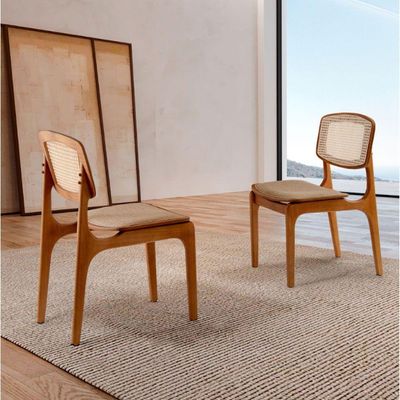 Conjunto Com 2 Cadeiras Malta Premium Em Moderna Mobília Linho Palha-cinam.imbuia