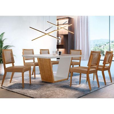 Sala De Jantar 6 Cadeiras Aila Moderna Off White/imbuia