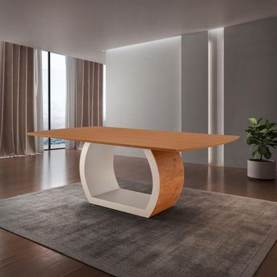Mesa Para Sala De Jantar Ellis 180cm Madeira Moderna Mobília Cinamomo Com Off White-cinamomo Imbuia