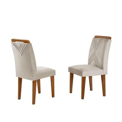 Conjunto 2 Cadeiras Sarah Mdf Rufato Veludo Creme E Imbuia