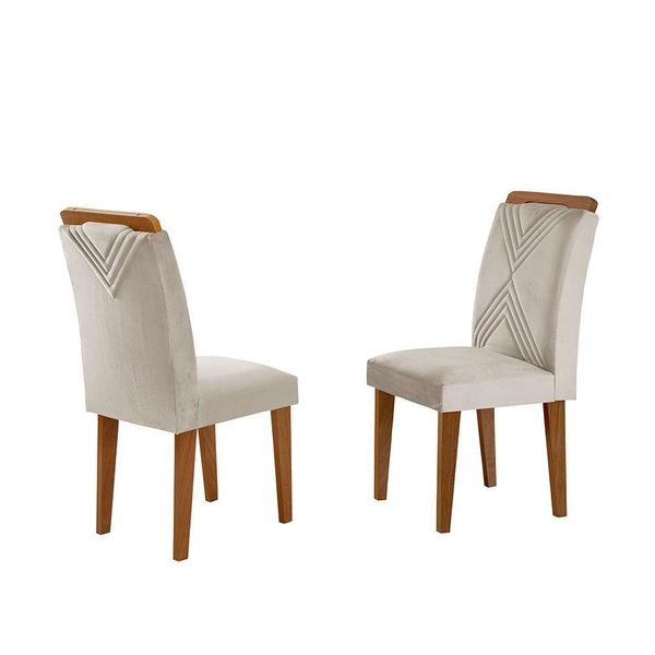 Conjunto 2 Cadeiras Sarah Mdf Rufato Veludo Creme E Imbuia