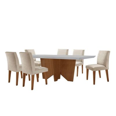 Sala Jantar Evora Canto Reto 6 Cad Grecia Rufato Vel.creme
