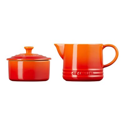 KIT LE CREUSET CONJUNTO CREME E AÇÚCAR LARANJA + POTES DE GELÉIA VERMELHO, MEL AMARELO NÉCTAR, MANTEIGA Vermelho