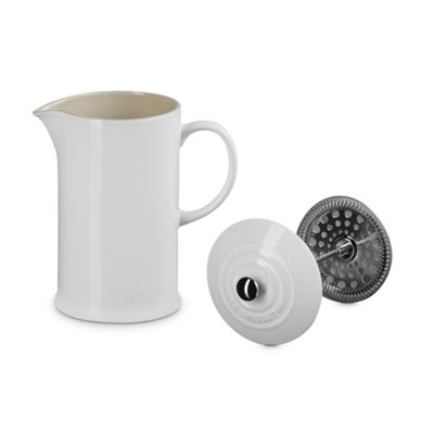 KIT LE CREUSET PRENSA FRANCESA  E 2 CANECAS 350ML EM CERÂMICA BRANCO