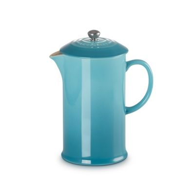 KIT LE CREUSET PRENSA FRANCESA E POTE DE BISCOITO 2,4L EM CERÂMICA AZUL CARIBE