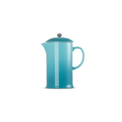 KIT LE CREUSET PRENSA FRANCESA E POTE DE BISCOITO 2,4L EM CERÂMICA AZUL CARIBE