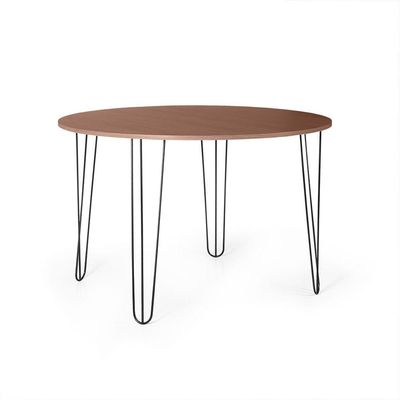 Mesa De Jantar Redonda 6 Lugares 120cm Base De Ferro Hairpin Noronha - Straub Web