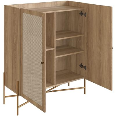 Armário Bar Para Sala 2 Portas 93cm Industrial Indy A03 Hanover Dourado - Lyam Decor
