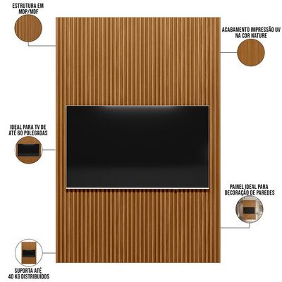Painel Ripado de Madeira Para Sala Quarto 141x250cm Slats L05 Nature - Lyam Decor