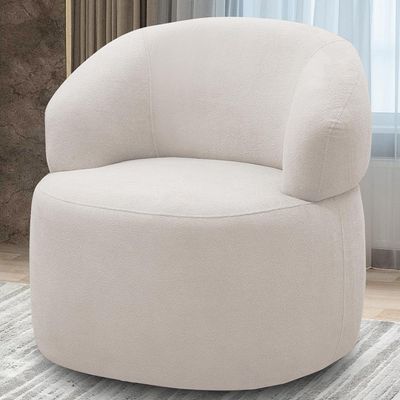 Kit 2 Poltronas Giratórias Sala de Estar Living Orgânico Carmen F04 Bouclê Cru - Lyam Decor