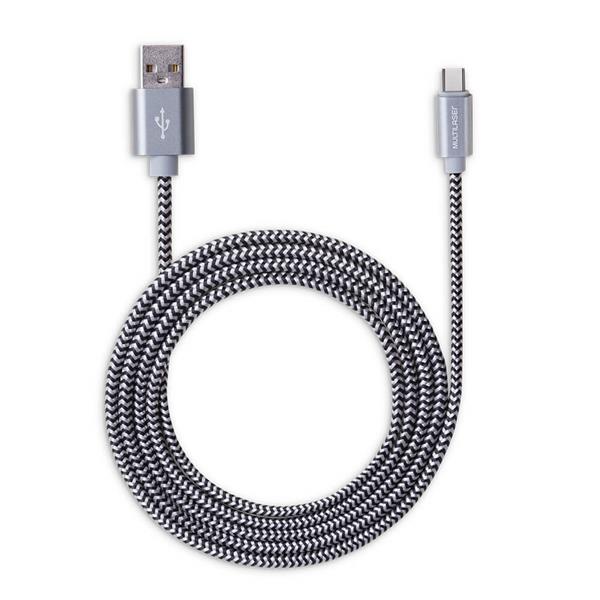 Cabo Usb Type C Preto 1,5M Nylon - WI345 WI345