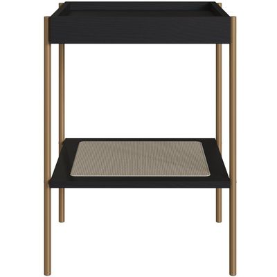 Conjunto Mesa de Centro e Mesa Lateral Para Sala Industrial Indy A03 Nero Dourado - Lyam Decor