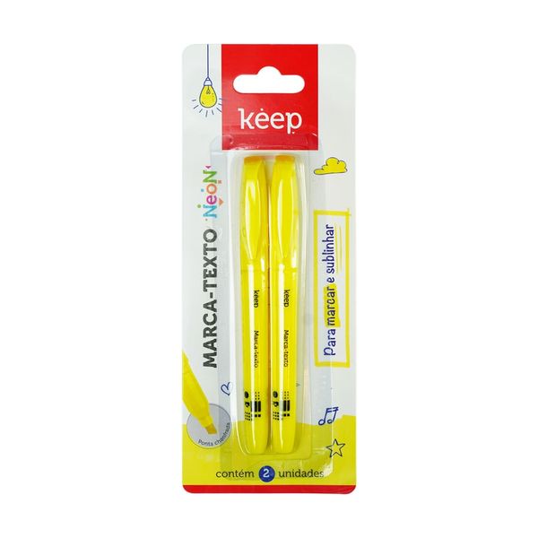 Marca Texto Amarelo Blister 2 Unidades Keep - MR068 MR068 Marca Texto Amarelo Blister 2 Unidades Keep - MR068 MR068
