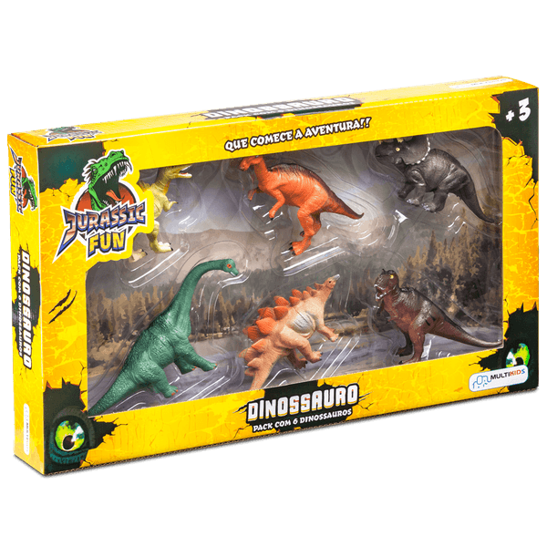 Jurassic Fun Dino Pack com 6 Dinos Multikids - BR1467 BR1467