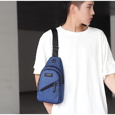 BOLSA MOCHILA IMPERMEÁVEL TRANSVERSAL CROSSBODY POCHETE DE PEITO PORTÁTIL ALÇA ÚNICA AJUSTÁVEL Único / Azul