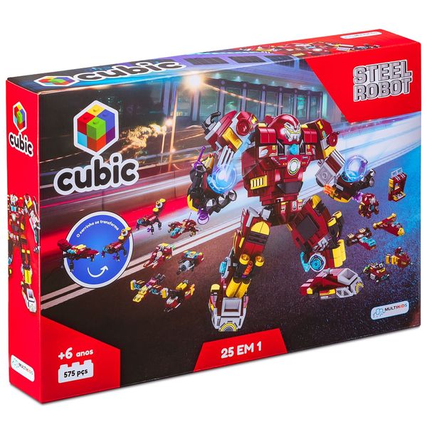 Blocos de Montar Cubic 25 em 1 Steel Robot 575 Peças Multikids - BR1617 BR1617