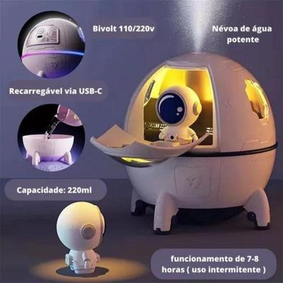 Umidificador De Ar Luminária Usb Astronauta