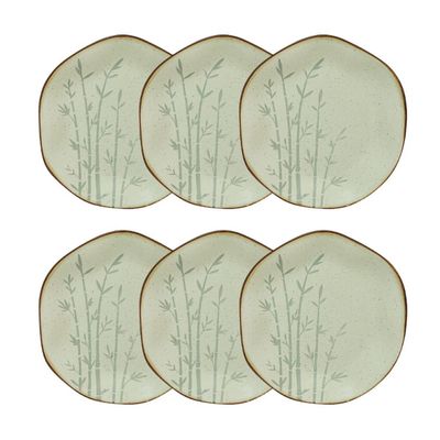 Conjunto 6 Pratos de Sobremesa 21,5 cm Ryo Bambu Porcelana Oxford