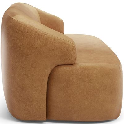 Sofá 3 Lugares Curvo Orgânico Para Sala Living 180cm Barolo L06 Couríssimo Camel - Lyam Decor