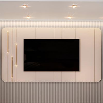 Painel Para TV 75 Pol Com LED Orgânico Dion D05 Off White - Lyam Decor