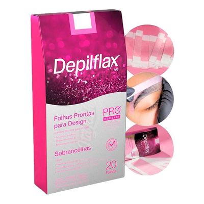Folha De Cera Fria Kit 80un Prontas Depilação Facial Design Sobrancelhas Rosa Modelagem Depilflax
