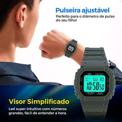 Relogio Infantil Digital Silicone Criança Menino + Caixa Criança Cronometro Original Prova Dagua