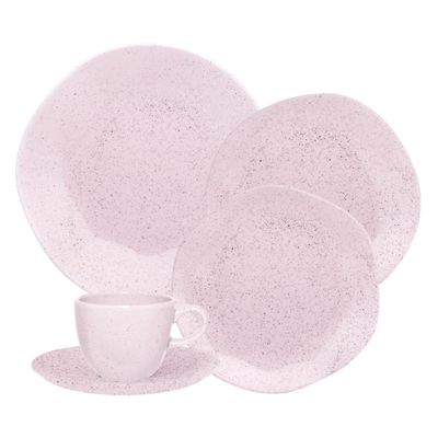 Jogo de Jantar 30 Peças Ryo Chá Pink Sand Porcelana Oxford