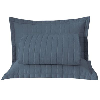 Kit Cobre Leito Colcha Bellini Casal Padrão Dupla Face Percal 300 Fios Textura Matelassê 3 Peças - Azul