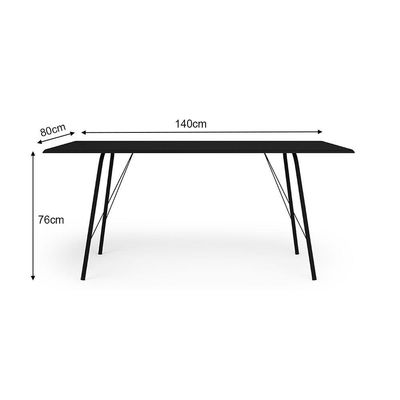 Mesa Jantar Paraty 137cm Tampo Preto Com 4 Cadeiras Angra Estofadas Preta E Bege Preto
