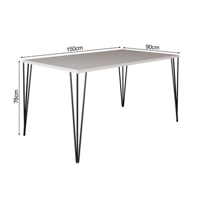 Mesa De Jantar Elen Retangular Tampo De Madeira 150x90cm Branco
