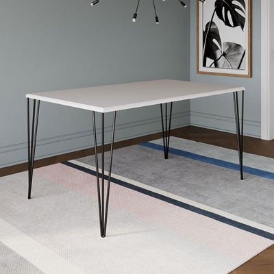 Mesa De Jantar Elen Retangular Tampo De Madeira 150x90cm Branco
