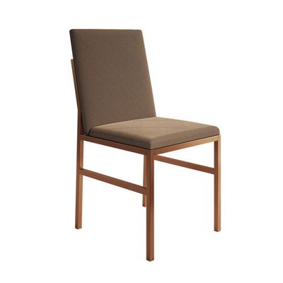 Conjunto De Jantar Mesa Mônaco 90cm Tampo Preto Com 4 Cadeiras Marrom Base Cobre Preto
