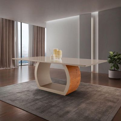Mesa Para Sala De Jantar Ellis 180cm Moderna Mobília Cinamomo Com Champanhe-champanhe
